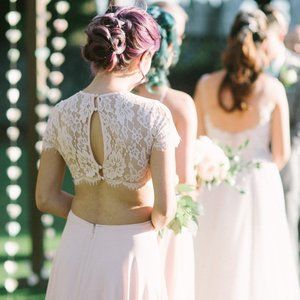 Bebe Light Pink Long Lace Cut Out Dress